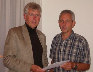 Hartmut Bock (li) übernimmt kurzzeitig den SPD-Vorsitz von Karl-Peter Wirth(re).