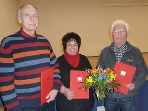 Zusammen 140 Jahre SPD. Von links: Harald Dank, Elke Hoin und Wilfried Abel