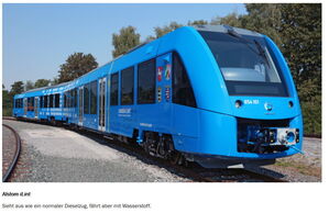 Moderne Bennstoffzellentechnik der Firma Alstrom. Demnächst unterwegs bis Brandoberndorf (Foto: Handelsblatt v. 21.5.19)