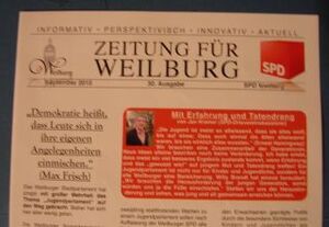 Titelblatt der "Zeitung für Weilburg"